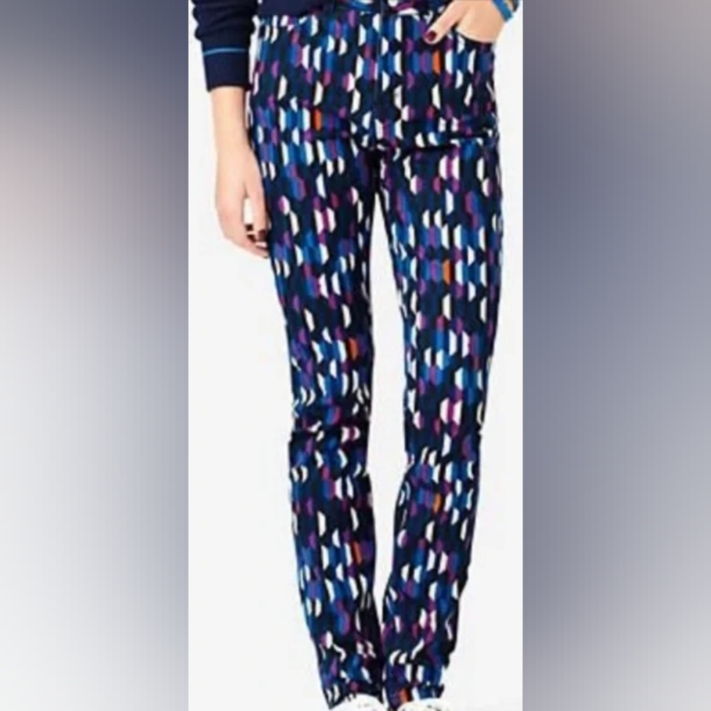 kate spade Navy Multi Geometric Straight-Leg Pants